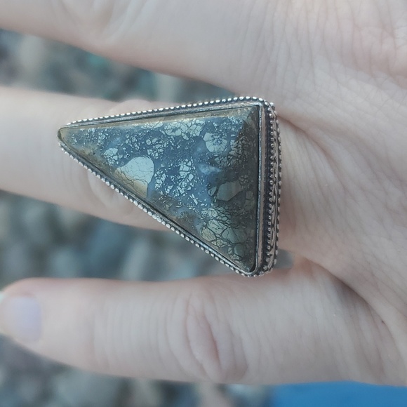New Pyrite Agate 925 Silver Ring. - Picture 8 of 16